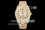 Iced Out Rolex Datejust Arabic Numerals Watch 41MM Yellow Gold